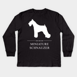 Miniature Schnauzer Dog White Silhouette Kids Long Sleeve T-Shirt